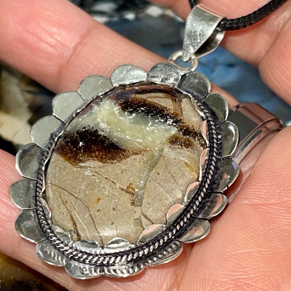 Earthy Septarian Nodule Pendant 2”
